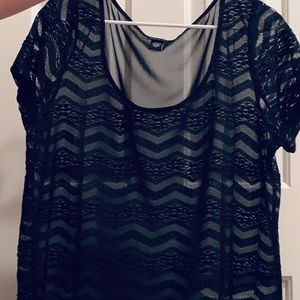 Sheer stripped black top